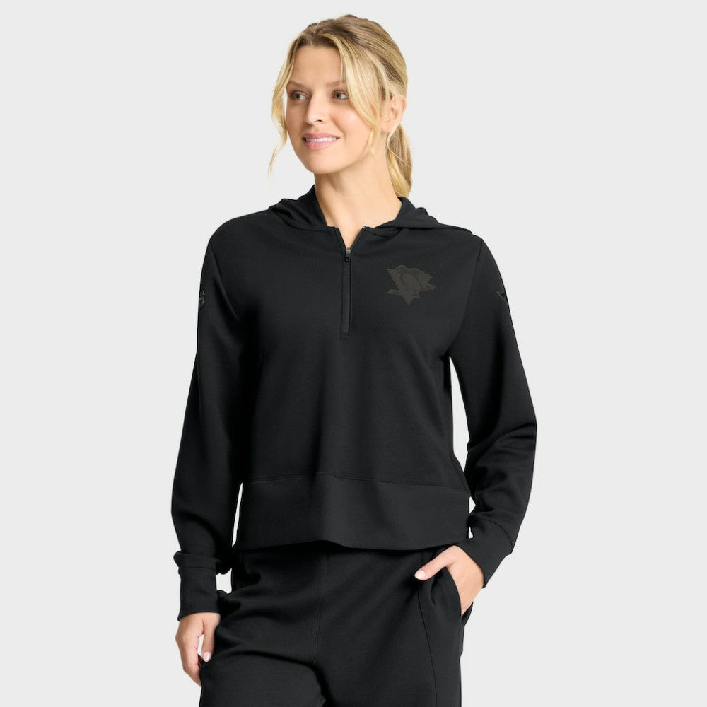 Pittsburgh Penguins Fanatics Women's Authentic Pro Road Tri-Blend Quarter-Zip Hoodie
