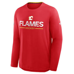 Calgary Flames Fanatics Authentic Pro Rink Tech Long Sleeve T-Shirt