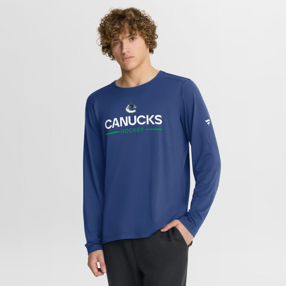 Vancouver Canucks Fanatics Authentic Pro Rink Tech Long Sleeve T-Shirt