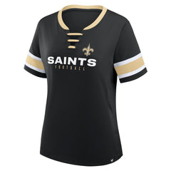 NFL New Orleans Saints Women's Redzone Draw Play Athena Lace-Up T-Shirt
