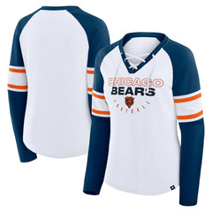 NFL Chicago Bears Women's Redzone Blitz Package Raglan Lace-Up V-Neck Long Sleeve T-Shirt