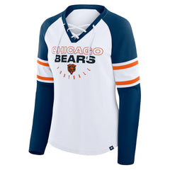 NFL Chicago Bears Women's Redzone Blitz Package Raglan Lace-Up V-Neck Long Sleeve T-Shirt