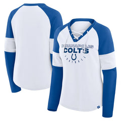 NFL Indianapolis Colts Women's Redzone Blitz Package Raglan Lace-Up V-Neck Long Sleeve T-Shirt
