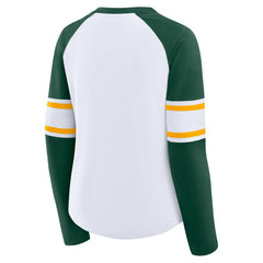 NFL Green Bay Packers Women's Redzone Blitz Package Raglan Lace-Up V-Neck Long Sleeve T-Shirt