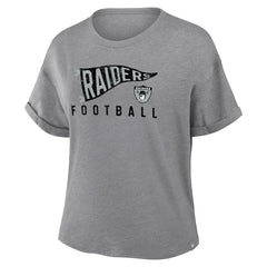 NFL Las Vegas Raiders Women's Pennant Wave Tribute Tri-Blend Boxy T-Shirt