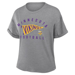 NFL Minnesota Vikings Women's Pennant Wave Tribute Tri-Blend Boxy T-Shirt