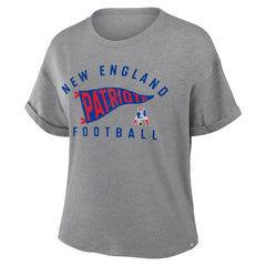 NFL New England Patriots Women's Pennant Wave Tribute Tri-Blend Boxy T-Shirt