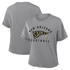 NFL New Orleans Saints Women's Pennant Wave Tribute Tri-Blend Boxy T-Shirt