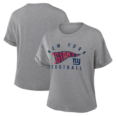 NFL New York Giants Women's Pennant Wave Tribute Tri-Blend Boxy T-Shirt