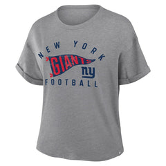 NFL New York Giants Women's Pennant Wave Tribute Tri-Blend Boxy T-Shirt