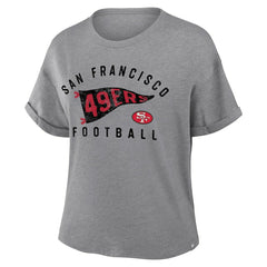 NFL San Francisco 49ers Women's Pennant Wave Tribute Tri-Blend Boxy T-Shirt