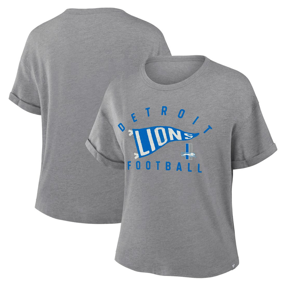 NFL Detroit Lions Women's Pennant Wave Tribute Tri-Blend Boxy T-Shirt