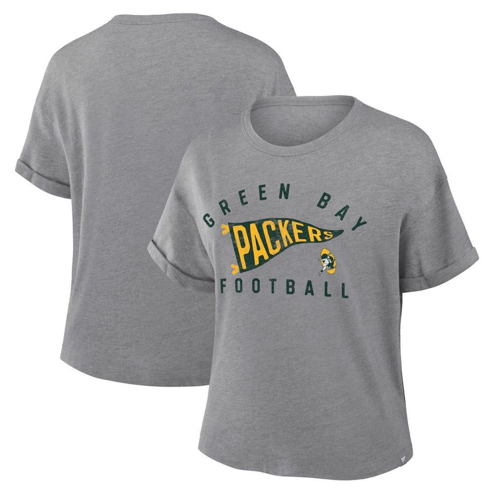 NFL Green Bay Packers Women's Pennant Wave Tribute Tri-Blend Boxy T-Shirt
