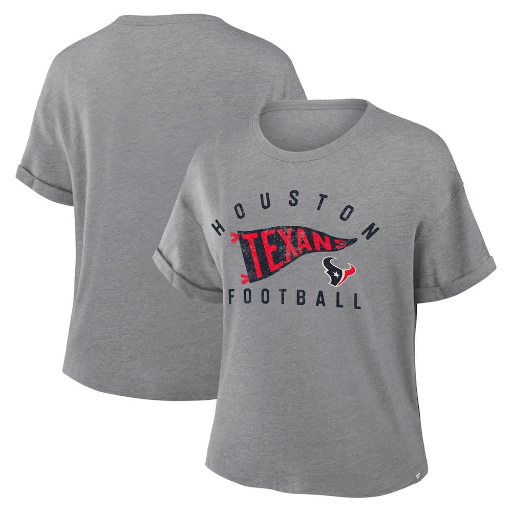 NFL Houston Texans Women's Pennant Wave Tribute Tri-Blend Boxy T-Shirt
