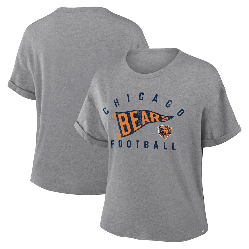NFL Chicago Bears Women's Pennant Wave Tribute Tri-Blend Boxy T-Shirt