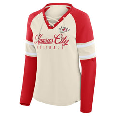 NFL Kansas City Chiefs Women's Hometown Gridiron Hero Raglan Lace-Up V-Neck Long Sleeve T-Shirt