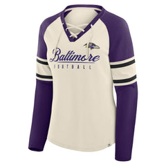NFL Baltimore Ravens Women's Hometown Gridiron Hero Raglan Lace-Up V-Neck Long Sleeve T-Shirt