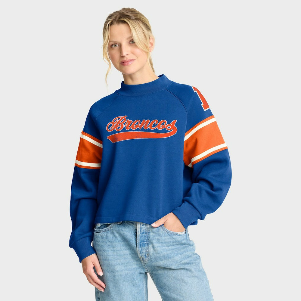 NFL Denver Broncos Oversized Hometown Toss Sweep Mock Neck Pullover