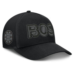 Boston Bruins Fanatics Authentic Pro Road Team Code Trucker Adjustable Hat