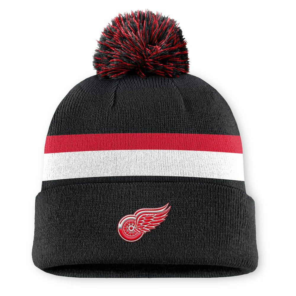 Detroit Red Wings Fanatics Authentic Pro Rink Cuffed Knit Hat with Pom