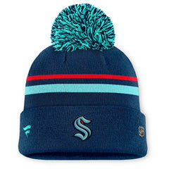 Seattle Kraken Fanatics Women's Authentic Pro Rink Cuffed Knit Hat with Pom