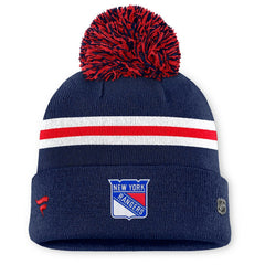 New York Rangers Fanatics Women's Authentic Pro Rink Cuffed Knit Hat with Pom