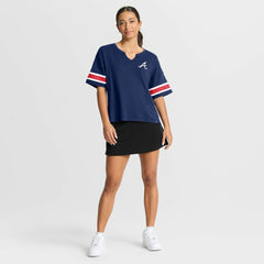 Atlanta Braves Women's Curl Route T-Shirt - Navy