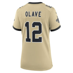 NFL New Orleans Saints Chris Olave Women's Gameday Golds Alternate Game Player Jersey