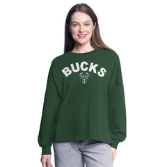Milwaukee Bucks G-III 4Her by Carl Banks Women's Athletic Pullover Sweatshirt - Hunter Green discount