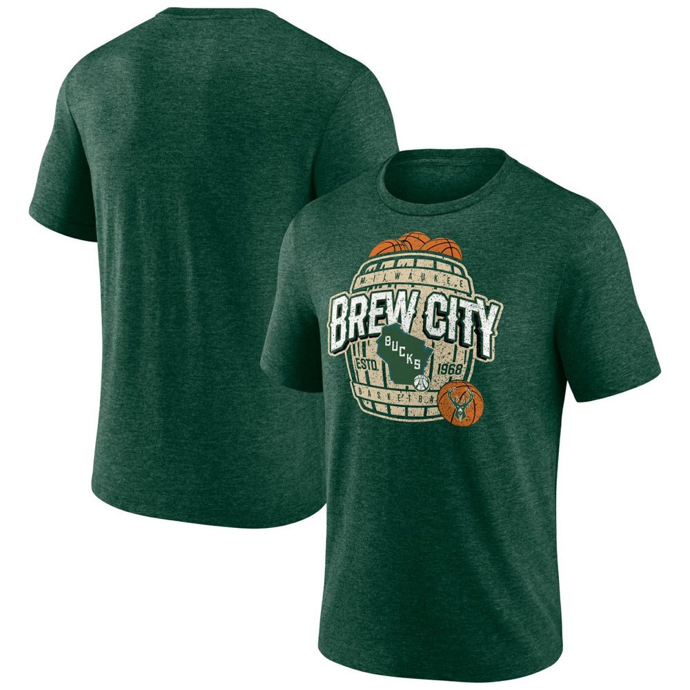 Milwaukee Bucks Announcer Tri-Blend T-Shirt - Hunter Green online