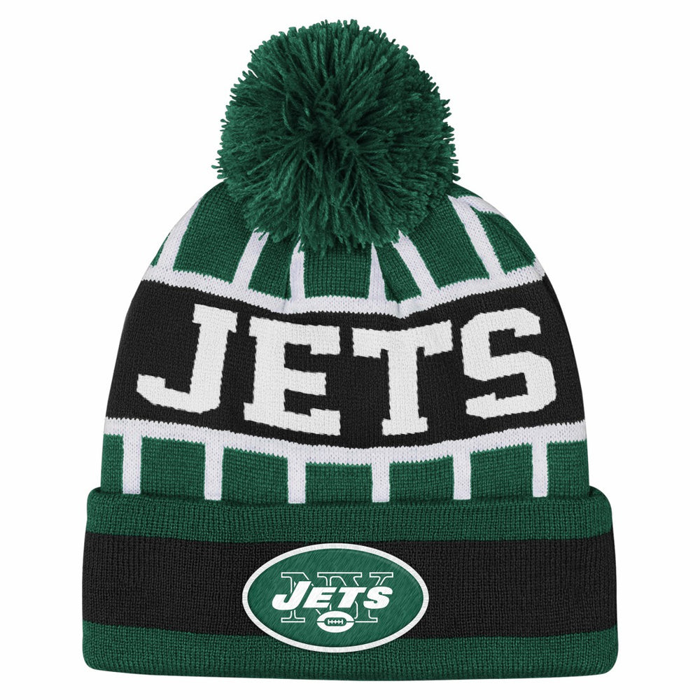 NFL New York Jets Outerstuff Youth Go Fast Cuffed Knit Hat with Pom