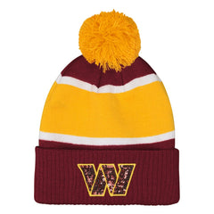 NFL Washington Commanders Outerstuff Girls Let's Play Cuffed Knit Hat with Pom