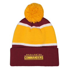 NFL Washington Commanders Outerstuff Girls Let's Play Cuffed Knit Hat with Pom