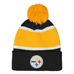 NFL Pittsburgh Steelers Outerstuff Girls Let's Play Cuffed Knit Hat with Pom