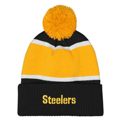 NFL Pittsburgh Steelers Outerstuff Girls Let's Play Cuffed Knit Hat with Pom