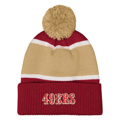 NFL San Francisco 49ers Outerstuff Girls Let's Play Cuffed Knit Hat with Pom