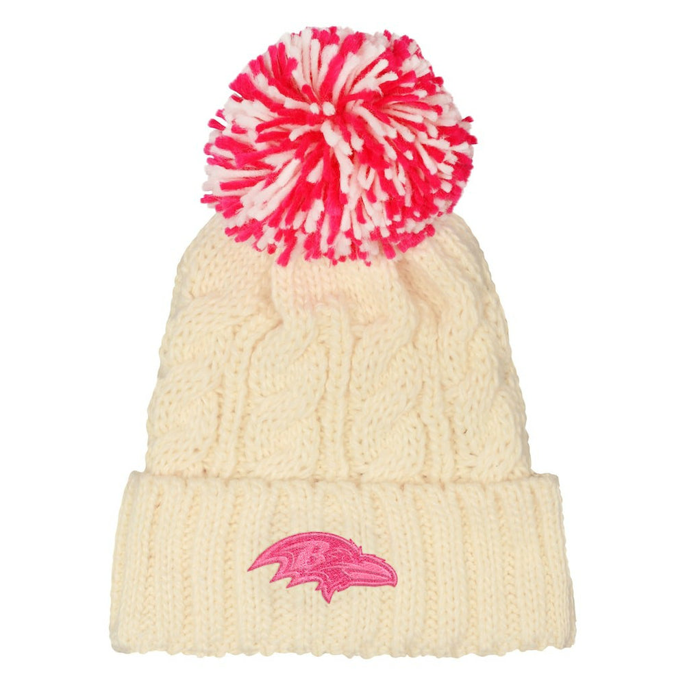 NFL Baltimore Ravens Outerstuff Girls Cable Cuffed Knit Hat with Pom