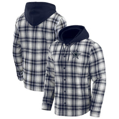 NFL Dallas Cowboys Darius Rucker Collection Plaid Flannel Quilted Full-Snap Hooded Shacket