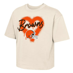 NFL Cleveland Browns Outerstuff Girl's Youth Spray Heart Boxy T-Shirt