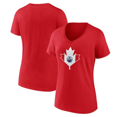 Edmonton Oilers Women's Canada Day V-Neck T-Shirt