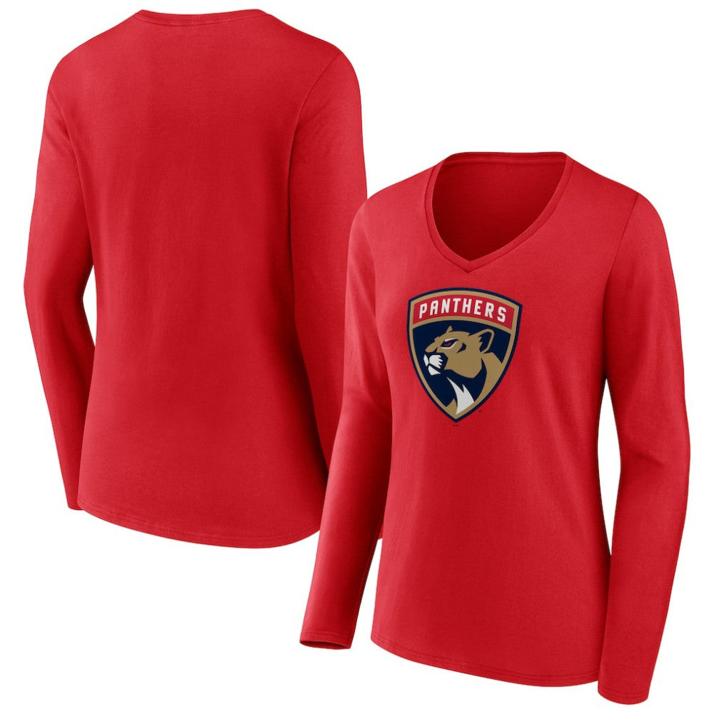 Florida Panthers Women's Primary Logo Long Sleeve V-Neck T-Shirt