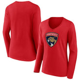 Florida Panthers Women's Primary Logo Long Sleeve V-Neck T-Shirt