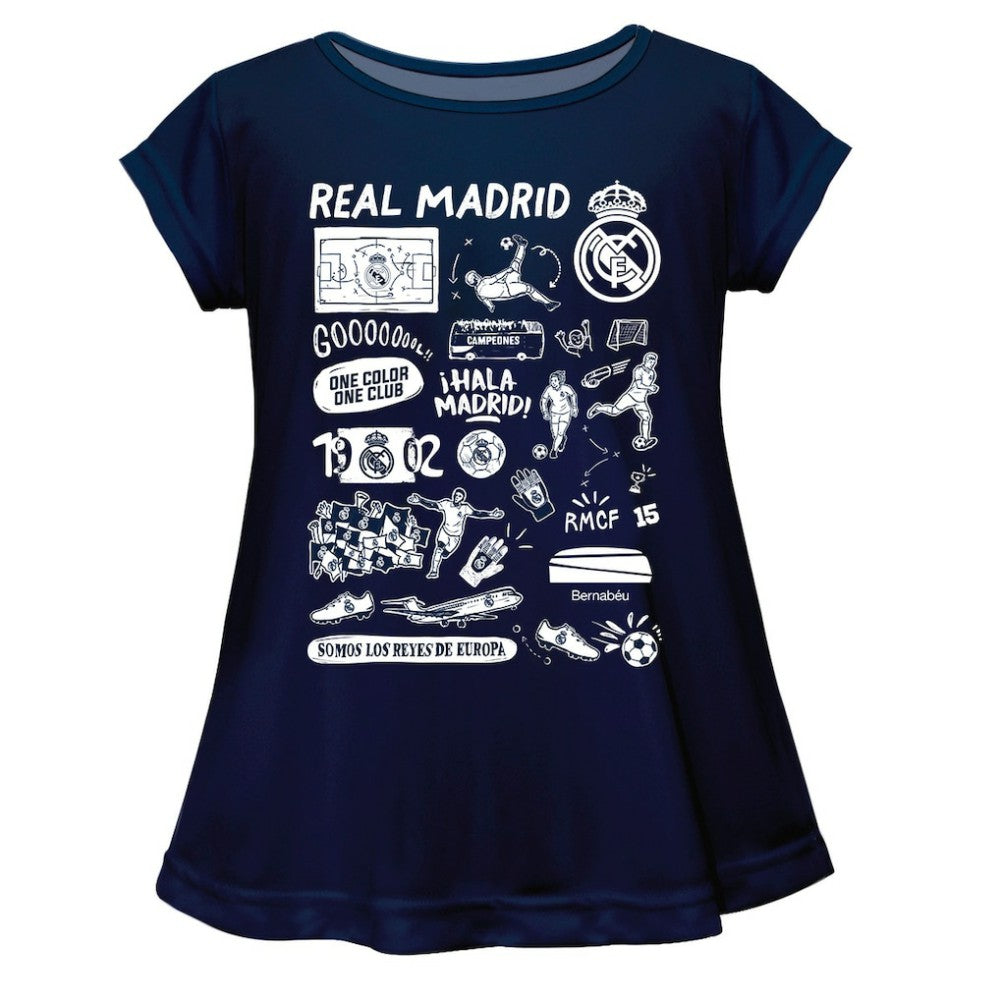 Real Madrid Vive La Fete Girls Youth Impressions Artwork A-Line Top / Soccer On sale