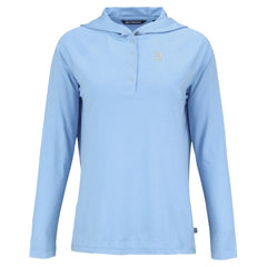 Detroit Tigers Cutter & Buck Women's Coastline Epic Comfort Eco Recycled Long Sleeve Hoodie T-Shirt - Powder Blue