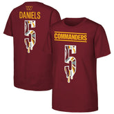 NFL Washington Commanders Jayden Daniels Outerstuff Youth Mainliner Drip Player Name & Number T-Shirt