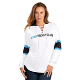 Utah Mammoth G-III 4Her by Carl Banks Women's Goal Zone Long Sleeve Lace-Up Hoodie T-Shirt