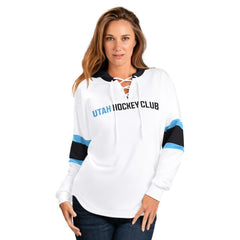 Utah Mammoth G-III 4Her by Carl Banks Women's Goal Zone Long Sleeve Lace-Up Hoodie T-Shirt
