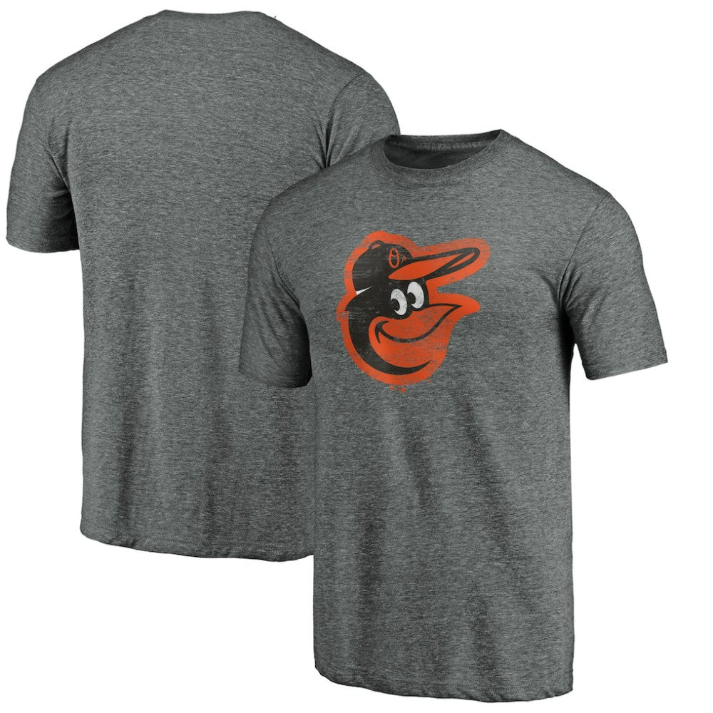 Baltimore Orioles Weathered Official Logo Tri-Blend T-Shirt - Heather Gray