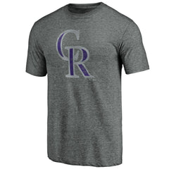 Colorado Rockies Weathered Official Logo Tri-Blend T-Shirt - Heather Gray