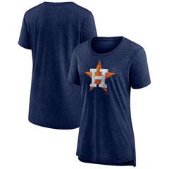 Houston Astros Women's Weathered Official Logo Tri-Blend T-Shirt - Navy